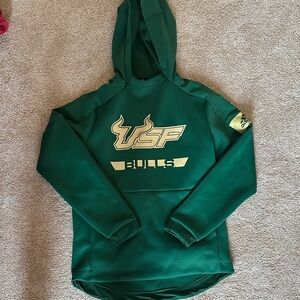 adidas Green USF Bulls Pullover Hoodie with Gold Logo